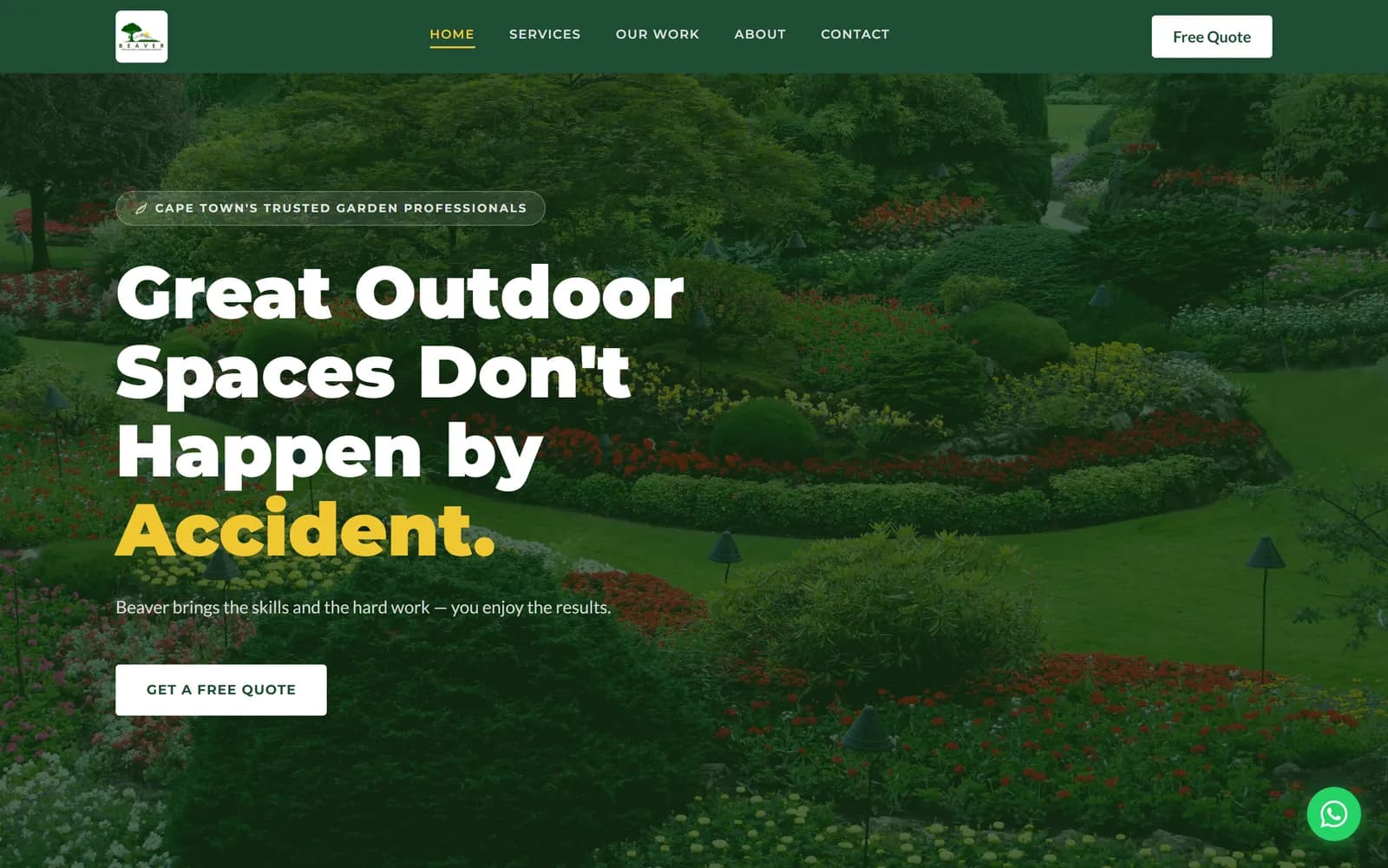 Beaver Tree Felling & Gardening Services website, built by ClearSite Studios